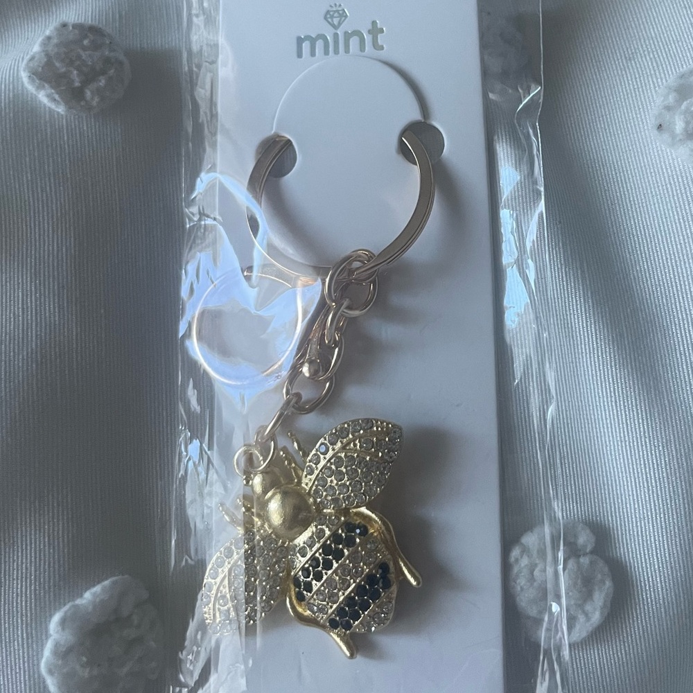 Mint Gold and Black Bee Keychain/Bag Charm